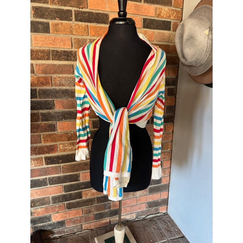 Forever 21 Rainbow Stripe Cropped Tie Cardigan‎ Sweater
